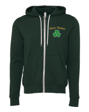 Personalized & Embroidered "Bunch" Shamrock Zip Hoodie - 1 or 2 names