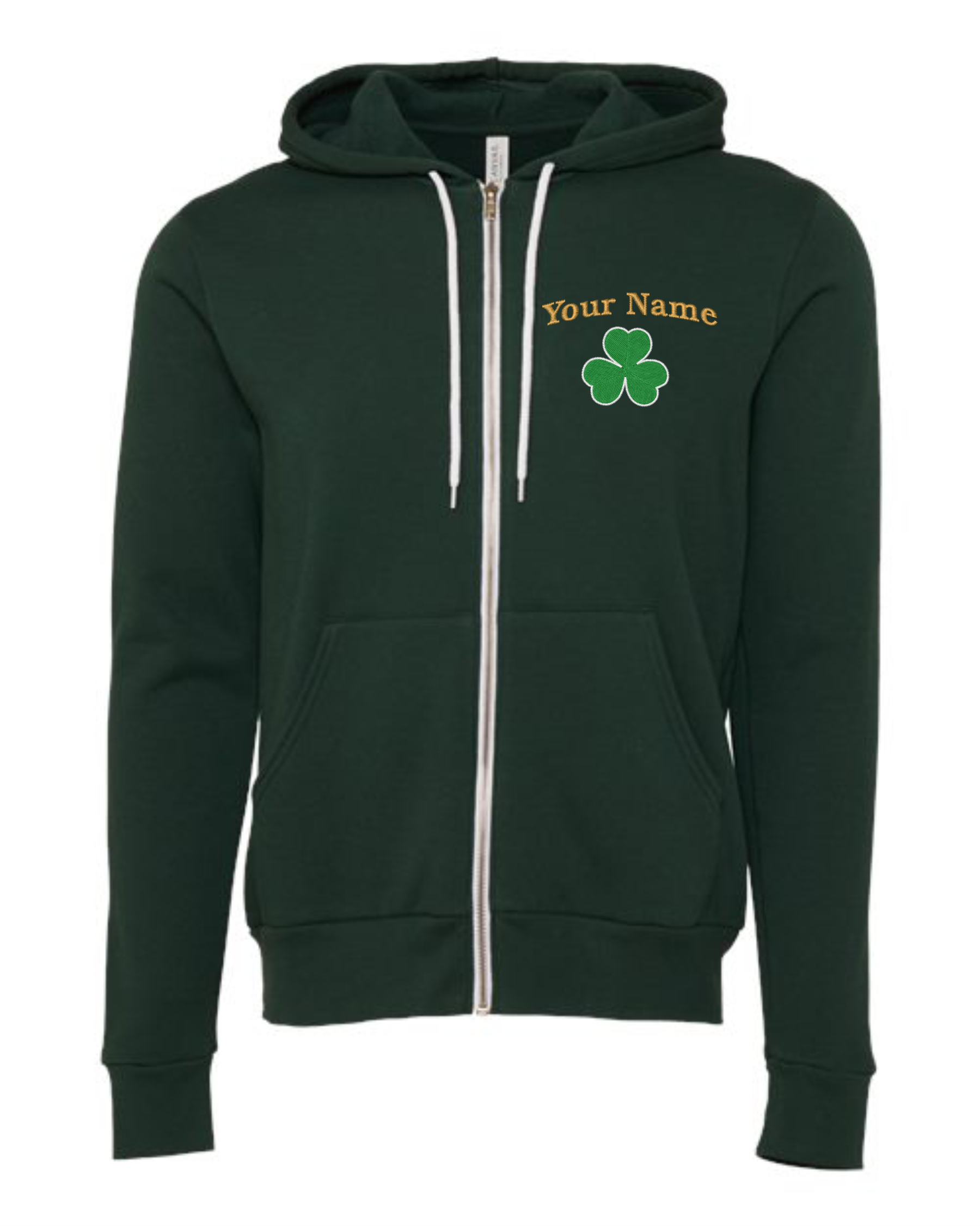 Personalized & Embroidered "Bunch" Shamrock Zip Hoodie - 1 or 2 names