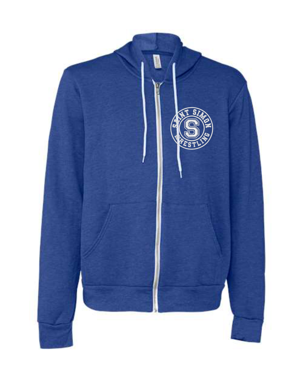 Embroidered Wrestling Full Zip Hoodie - Royal, Gray or White