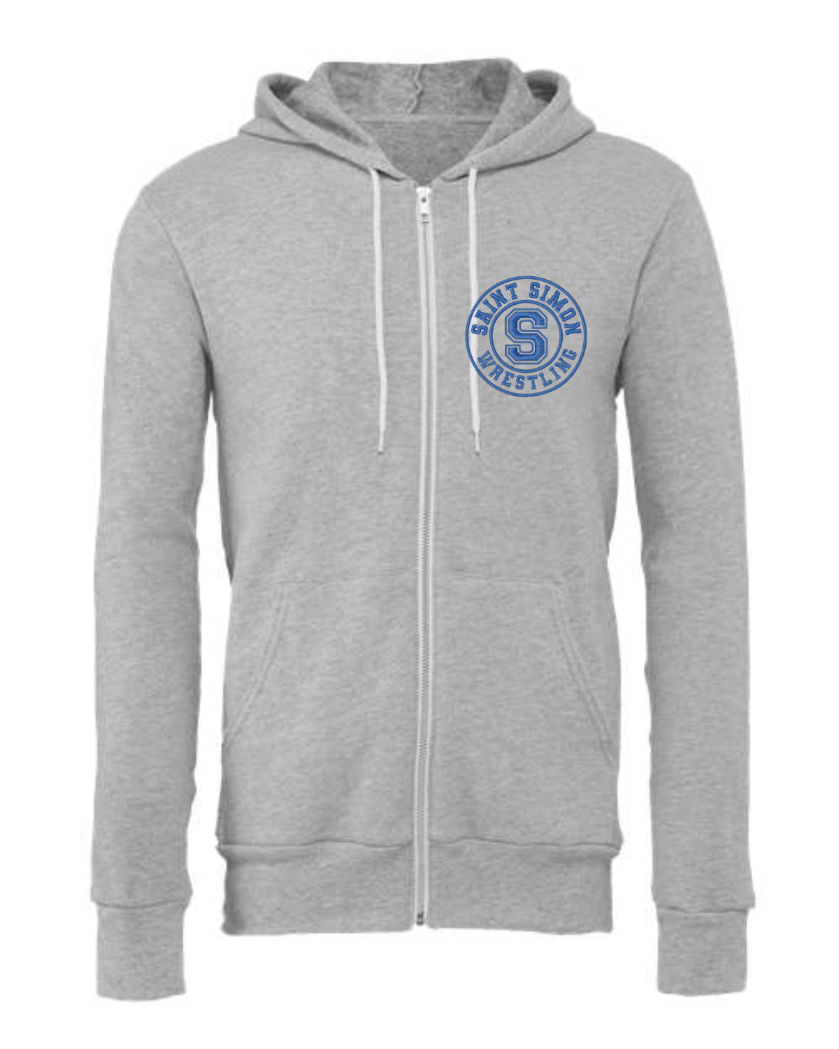 Embroidered Wrestling Full Zip Hoodie - Royal, Gray or White - Image 3